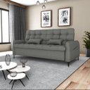 Ver imagem 1 de Sofá Cama Reclinável Pietra 3 Lugares Confortável Resistente:linho Chumbo