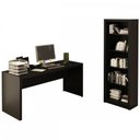 Ver imagem 5 de Conjunto Home Office 2 Peças com 1 Mesa e 1 Estante Preto - Pnr Móveis