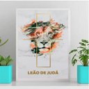 Ver imagem 2 de Quadro Decorativo Leão De Judá Aquarela 33x24cm - com vidro:Madeira preta