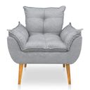 Ver imagem 4 de Kit 2 Poltronas Decorativa e Puff Opala Luxo Linho Cinza Dal Poz Estofados