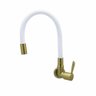 Torneira Cozinha Parede Tubo Flexível Branca e Dourada C61 - 4