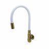 Torneira Cozinha Parede Tubo Flexível Branca e Dourada C61 - 5