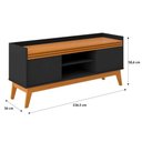 Ver imagem 3 de Conjunto Buffet 4 Portas e Rack para Tv 50 Polegadas Ripado 136cm - Vianossa - Preto/cedro