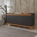 Ver imagem 7 de Conjunto Buffet 4 Portas e Rack para Tv 50 Polegadas Ripado 136cm - Vianossa - Preto/cedro