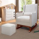 Ver imagem 2 de Poltrona Pé Canoa Emma com Puff 75cm Suede Bege - Sallar Home