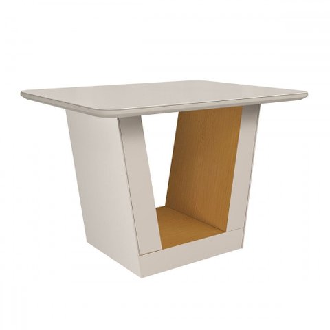 Mesa de Madeira 120 Cm Viena com Vidro Off White/nature - Art Panta