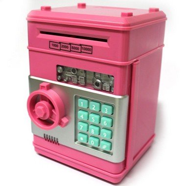 Mini Cofre Eletrônico Digital Senha 4 Dígitos Notas e Moedas Rosa Lorben