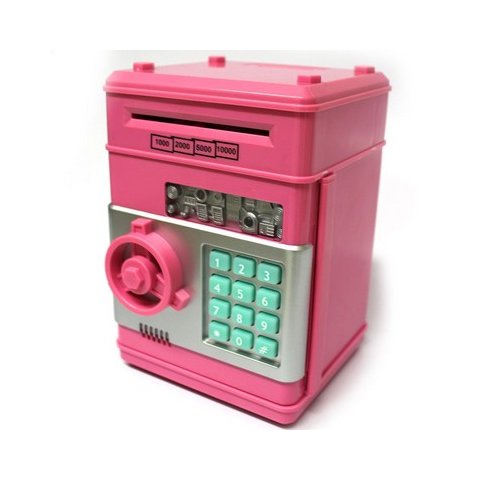 Mini Cofre Eletrônico Digital Senha 4 Dígitos Notas e Moedas Rosa Lorben