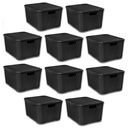 Ver imagem 1 de Kit 10 Caixas Organizadoras Rattan 20 Litros Empilhável Preta - Cesto Organizador 20l