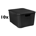 Ver imagem 7 de Kit 10 Caixas Organizadoras Rattan 20 Litros Empilhável Preta - Cesto Organizador 20l