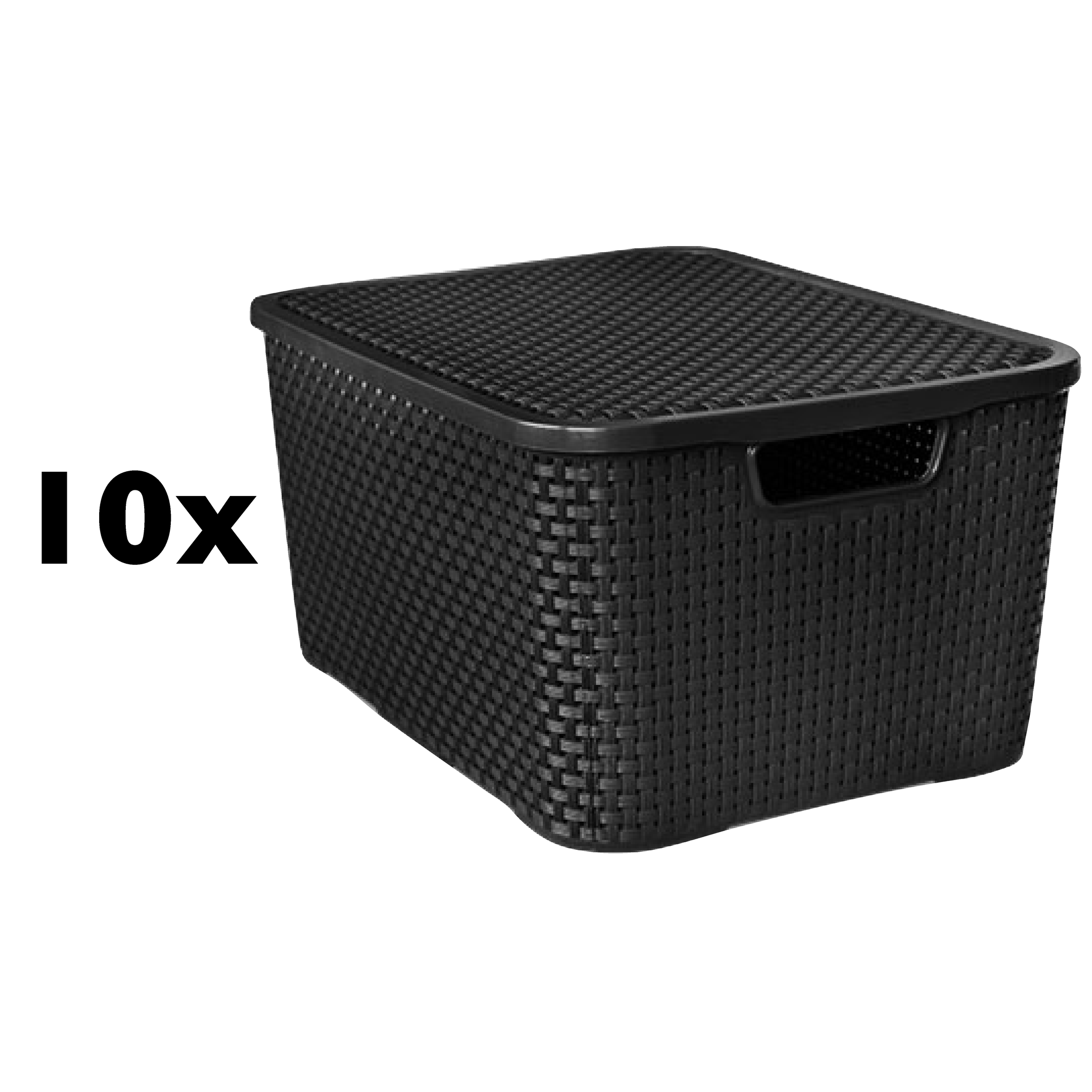 Kit 10 Caixas Organizadoras Rattan 20 Litros Empilhável Preta - Cesto Organizador 20l - 7