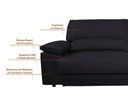 Ver imagem 3 de Sofá Leon 2,50m com Molas Retrátil Reclinável Velosuede - Netsofas - Preto