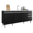 Ver imagem 1 de Balcão de Cozinha 180 Cm 4 Portas 2 Gavetas sem Tampo Agatha Preto