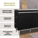 Ver imagem 4 de Balcão de Cozinha 180 Cm 4 Portas 2 Gavetas sem Tampo Agatha Preto