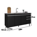 Ver imagem 6 de Balcão de Cozinha 180 Cm 4 Portas 2 Gavetas sem Tampo Agatha Preto