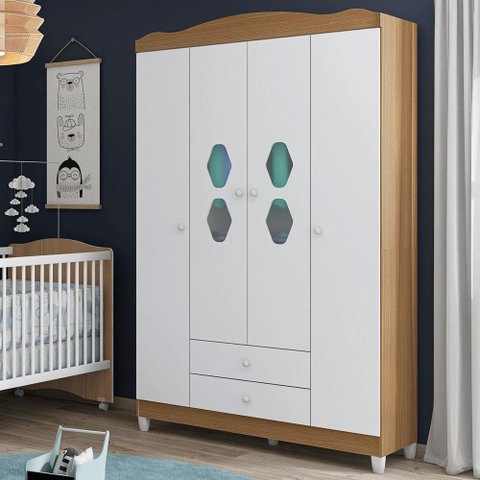 Guarda-Roupa 2 Gavetas Córdoba Branco Almendra