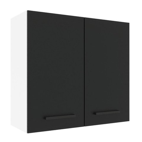 Armário Aéreo 70 Cm 2 Portas Branco/preto Branco/preto