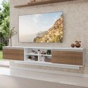 Ver imagem 1 de Rack Suspenso para TV até 80 Polegadas 218 cm 2 Portas Branco/Rustic Glamy Madesa
