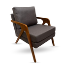 Ver imagem 2 de Kit 2 Poltronas Decorativa Mona Luxo Braço de Madeira:linho Chumbo