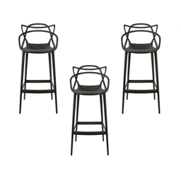 Kit 3 Banquetas Allegra Altas 76cm Cozinha Bar Pretas - 1