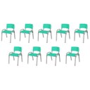 Ver imagem 1 de Kit 9 Cadeiras Infantil Iso, Escola, Base Cinza- Verde Água