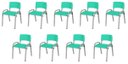 Ver imagem 1 de Kit 9 Cadeiras Infantil Iso, Escola, Base Cinza- Verde Água