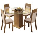 Ver imagem 2 de Conjunto Sala de Jantar Madesa Ana Mesa Tampo de Vidro Redondo 4 Cadeiras - Rustic/crema/bege