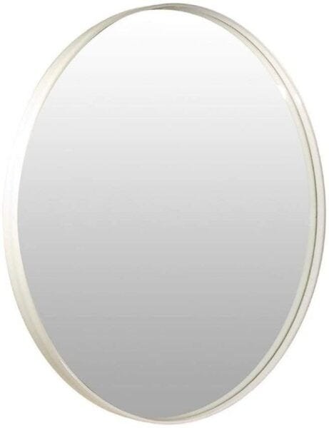 Espelho Redondo 50cm Moldura Design Recuado Branco