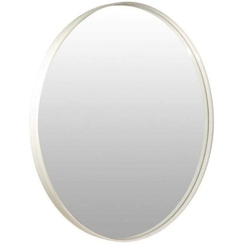 Espelho Redondo 60cm Moldura Design Recuado Branco