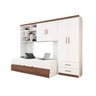 Quarto Completo Juvenil Chiara - Roupeiro, Módulo Aéreo com Nichos e Bicama - Branco/Carvalho - 2
