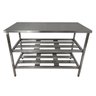 Mesa Aço Inox Industrial 110x70x90 Cm Prateleira Dupla Fenestrada Nortinox - 1
