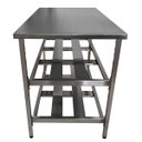Ver imagem 3 de Mesa Aço Inox Industrial 110x70x90 cm Prateleira Dupla Fenestrada Nortinox