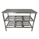Ver imagem 2 de Mesa Aço Inox Industrial 110x70x90 cm Prateleira Dupla Fenestrada Nortinox