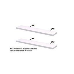 Kit 2 Prateleiras Suporte Embutido 120x25x4cm Branca - Conceito - 4