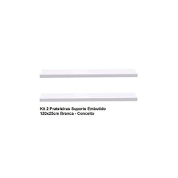 Kit 2 Prateleiras Suporte Embutido 120x25x4cm Branca - Conceito - 2
