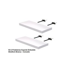 Kit 2 Prateleiras Suporte Embutido 60x25x4 cm Branca - Conceito - 4