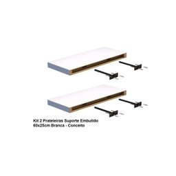 Kit 2 Prateleiras Suporte Embutido 60x25x4 cm Branca - Conceito - 5