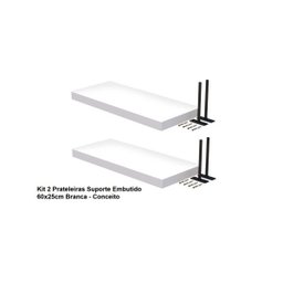 Kit 2 Prateleiras Suporte Embutido 60x25x4 cm Branca - Conceito - 3