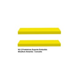 Kit 2 Prateleiras Suporte Embutido 60x25x4 cm Amarela - Conceito - 2
