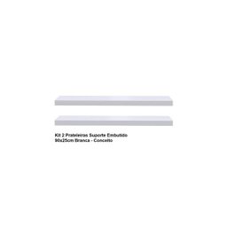Kit 2 Prateleiras Suporte Embutido 90x25x4cm Branca - Conceito - 2