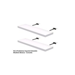 Kit 2 Prateleiras Suporte Embutido 90x25x4cm Branca - Conceito - 4