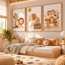 Ver imagem 4 de Kit 3 Quadros Infantil Animais Safari Quarto Bebê Menino Menina 40x60 Moldura Madeira NO4