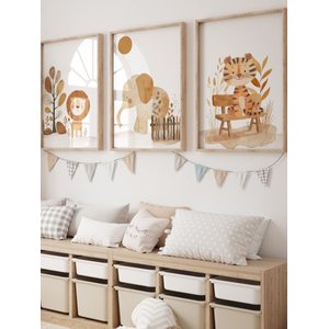 Kit 3 Quadros Decorativos Infantil Animais Safari No4