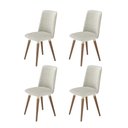 Ver imagem 1 de Kit de 4 Cadeiras de Madeira Maciça Estofada Dakota - Natural C/ Bouclé Cru e Pu Off White -