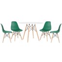 Ver imagem 1 de Kit - Mesa Eames 100 Cm Branco + 4 Cadeiras Eames Dsw Verde Escuro Mesa Branco com Cadeiras Verde