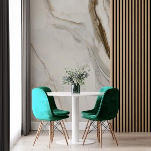 Papel de Parede Painel 3D Mármore Calacata Polido 2M Revestimento Pedra Requinte Auto Colante