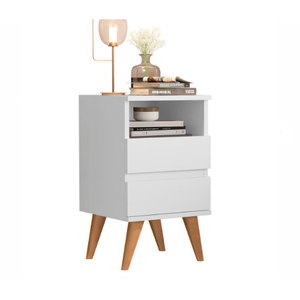 Mesa De Cabeceira Retrô Pés Palito Em Madeira Maciça - Pop - varias cores - Branco
