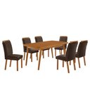 Ver imagem 1 de Mesa de Jantar Copper 180cm Tampo MDF Vidro Canto Copo com 6 Cadeiras Madeira Athenas