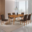 Ver imagem 2 de Mesa de Jantar Copper 180cm Tampo MDF Vidro Canto Copo com 6 Cadeiras Madeira Athenas