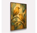Ver imagem 2 de Quadro Abstrato Canarinhos Dourados Melodia da Manhã Canvas